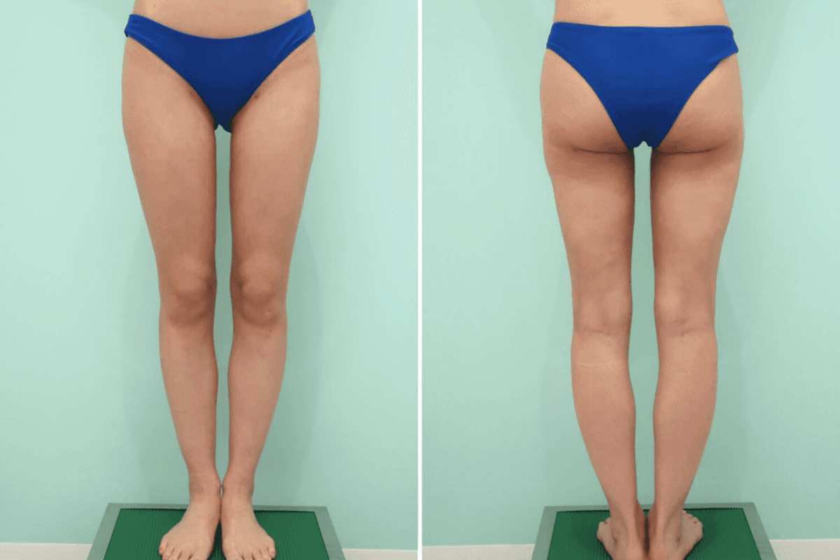 Three Months After Liposuction of the Full Thighs, Lower Buttocks, and Knees (Above/Inner): Clearly Visible Results